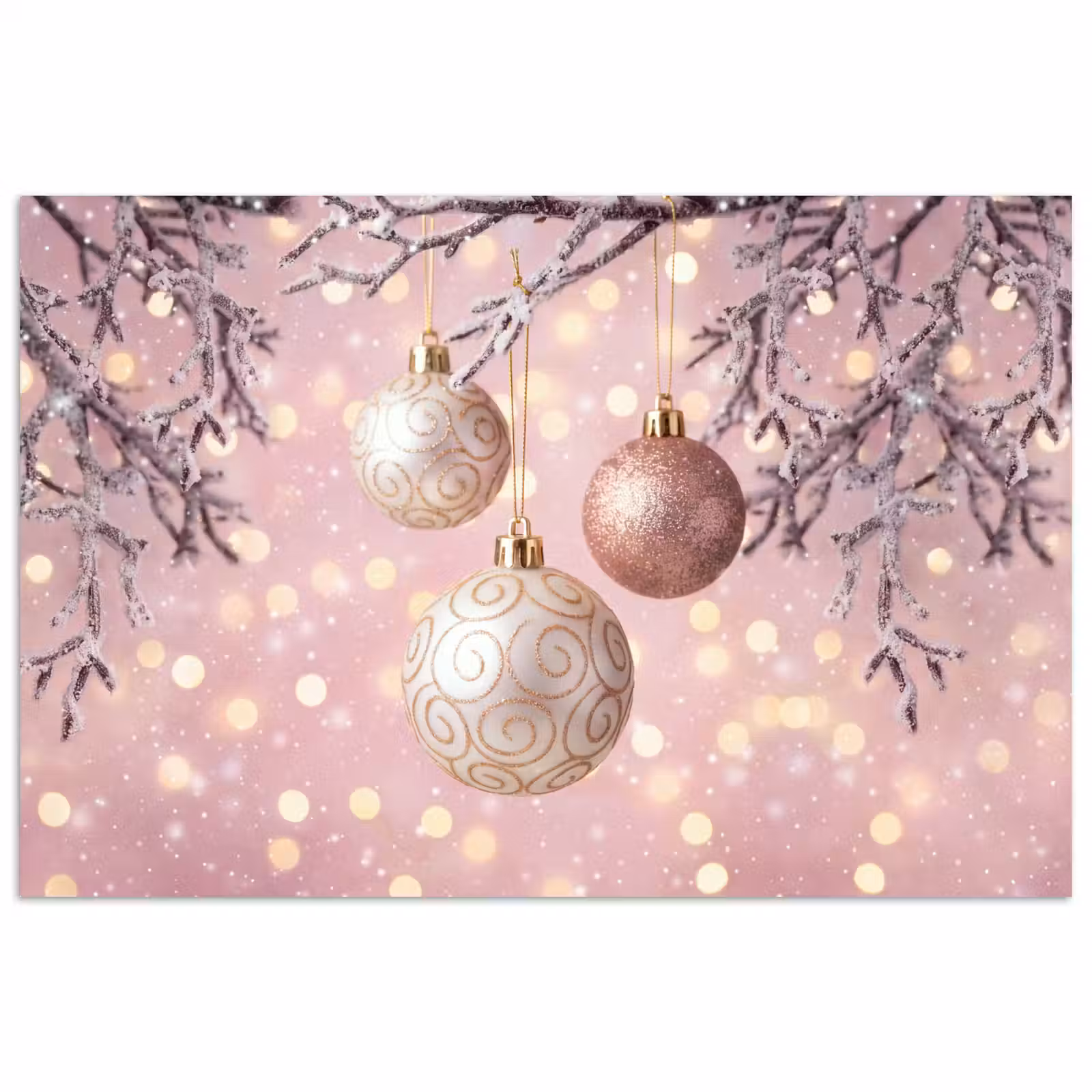Poster - Kerstbal - Roze - Winter — 1