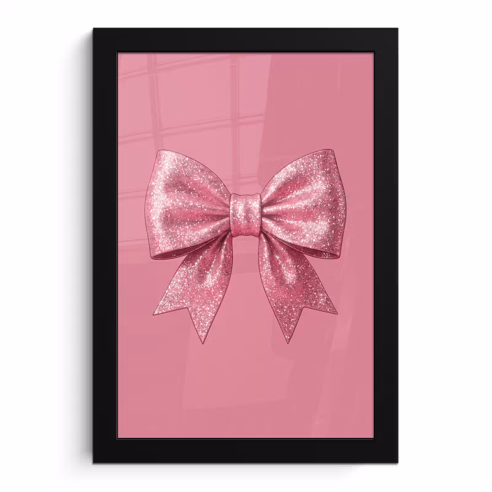 Poster met lijst - Roze strik - Glitter — 1