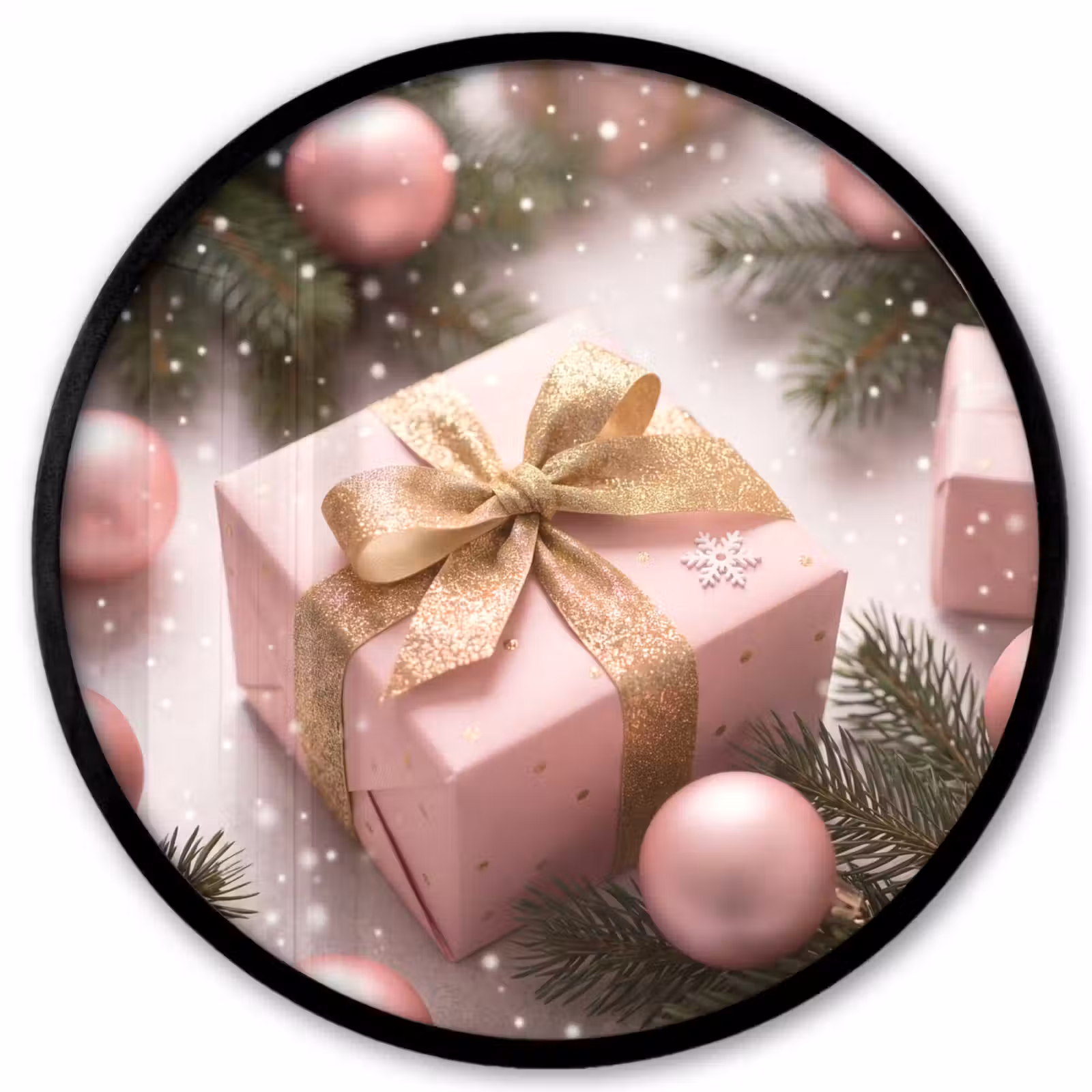 Ronde fotolijst - Cadeau - Kerst - Roze — 1