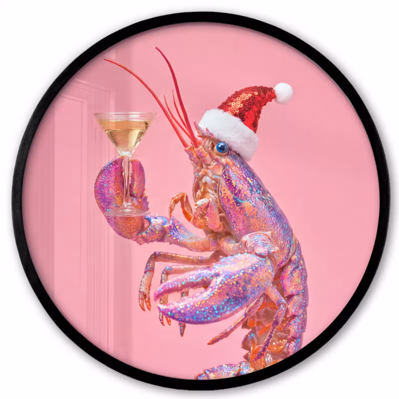 Ronde fotolijst - Kreeft - Kerst - Roze — 1