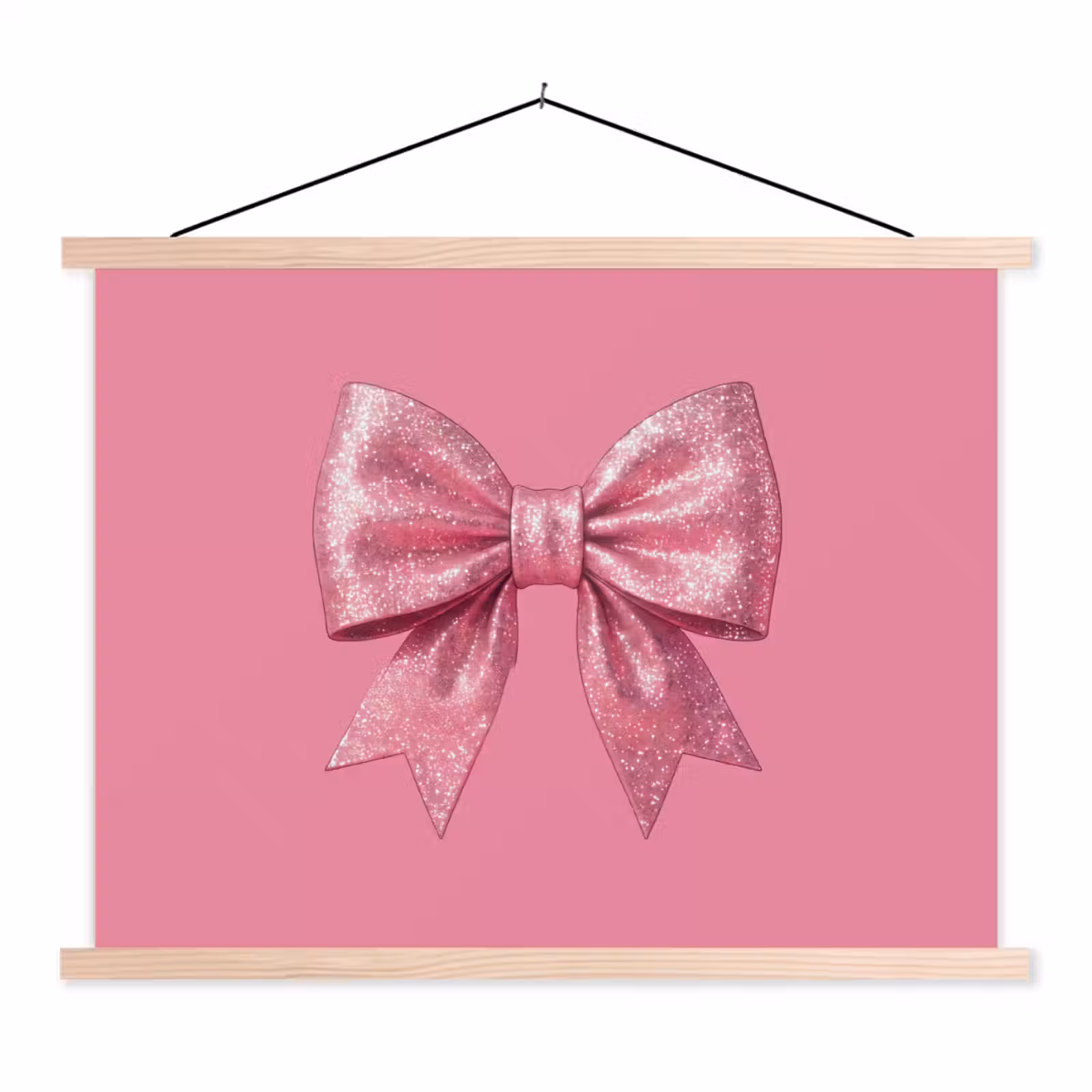Schoolplaat - Roze strik - Glitter — 1