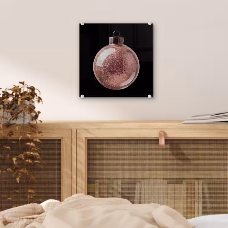 Glas schilderij - Kerstbal - Roségoud - Kerst — 5