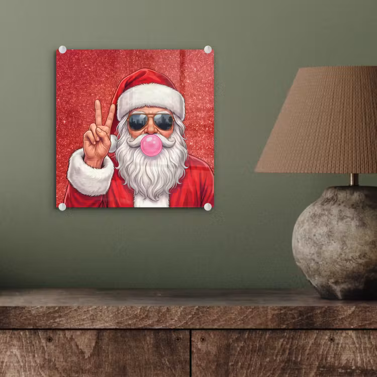 Glas schilderij - Kerstman - Zonnebril - Kerst — 4