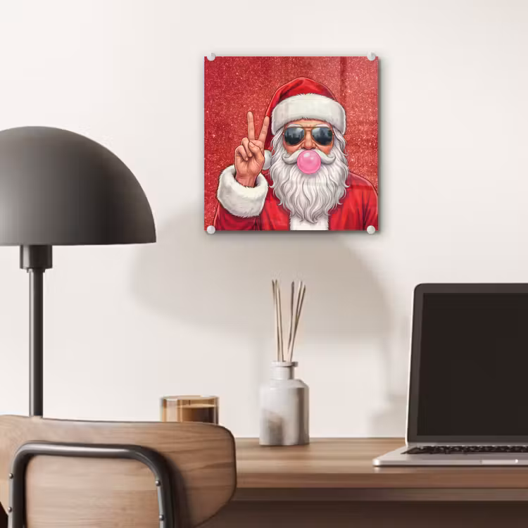Glas schilderij - Kerstman - Zonnebril - Kerst — 7