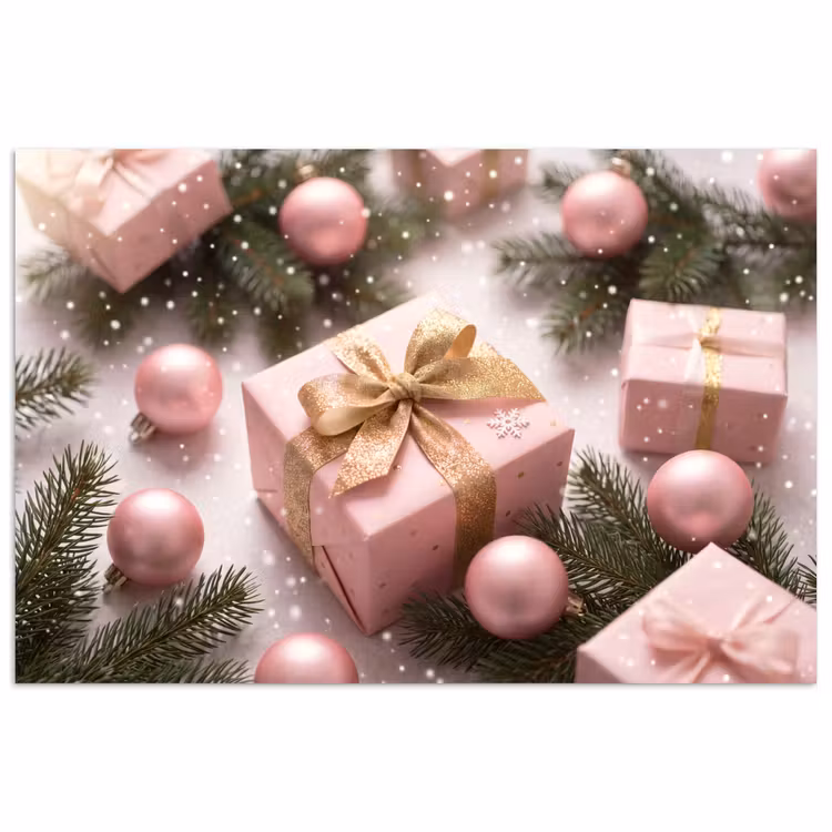 Poster - Cadeau - Kerst - Roze — 1
