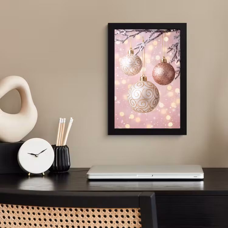 Poster met lijst - Kerstbal - Roze - Winter — 3