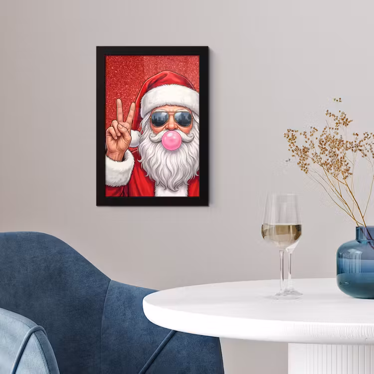 Poster met lijst - Kerstman - Zonnebril - Kerst — 2