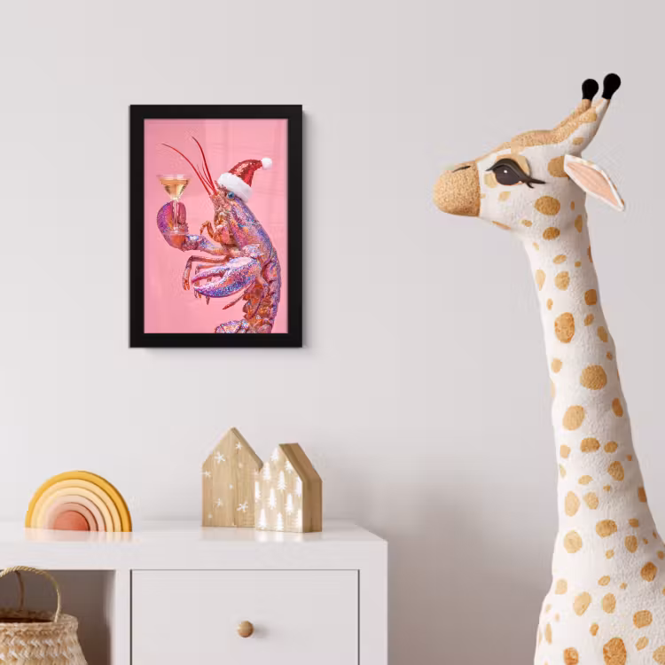 Poster met lijst - Kreeft - Kerst - Roze — 5