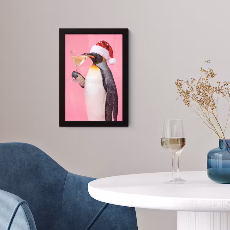Poster met lijst - Pinguïn - Kerst - Feest — 2