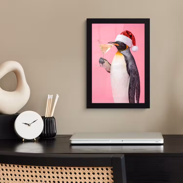 Poster met lijst - Pinguïn - Kerst - Feest — 3