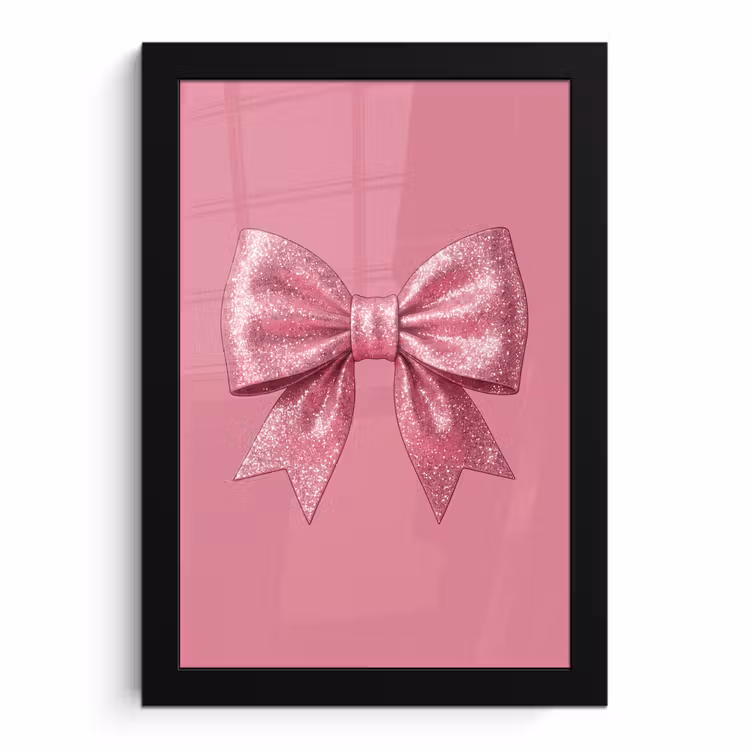 Poster met lijst - Roze strik - Glitter — 1