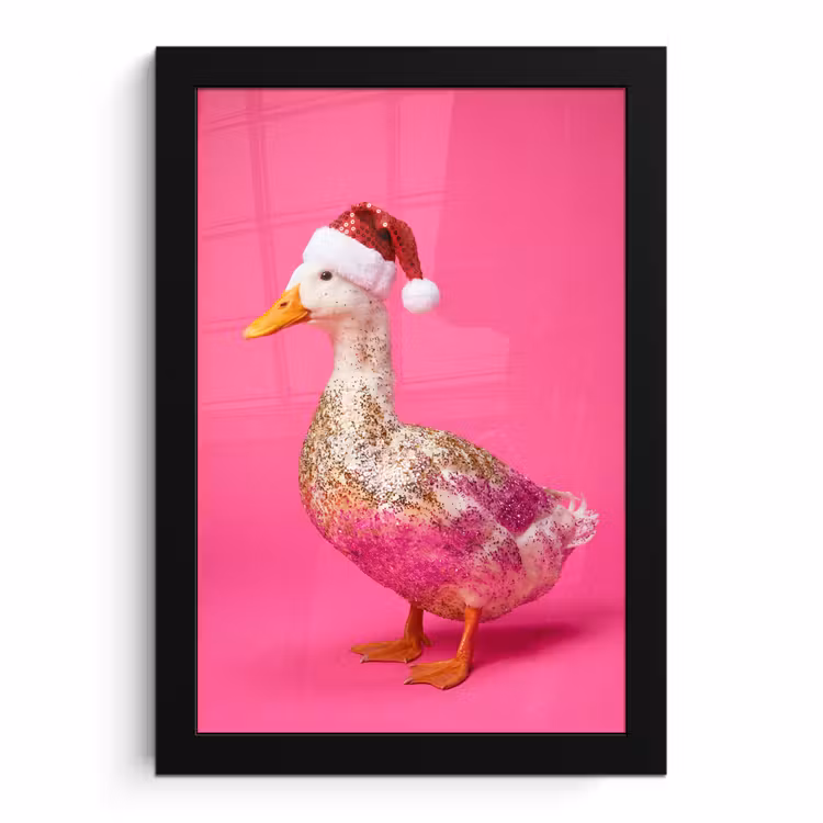 Poster met lijst - Vogel - Kerst - Roze — 1