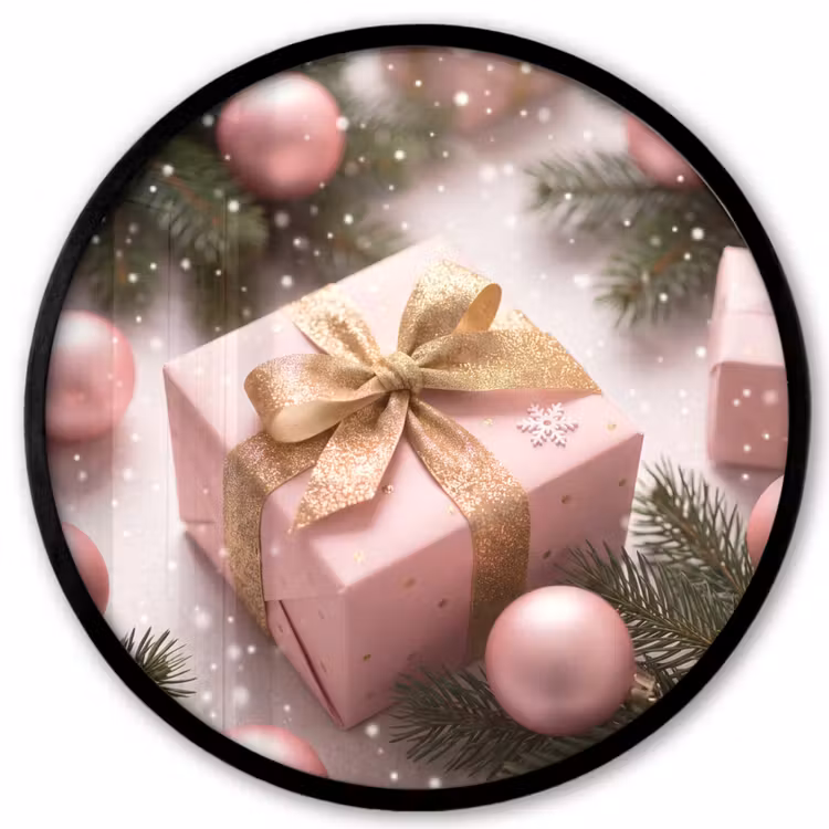 Ronde fotolijst - Cadeau - Kerst - Roze — 1