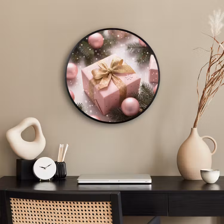 Ronde fotolijst - Cadeau - Kerst - Roze — 3