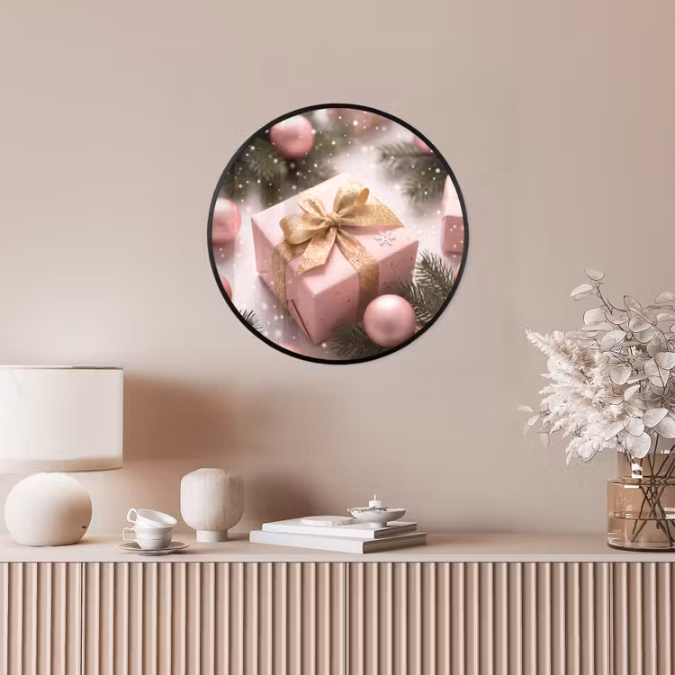 Ronde fotolijst - Cadeau - Kerst - Roze — 5