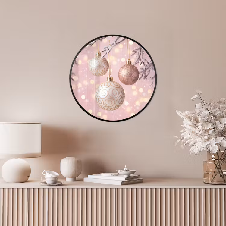Ronde fotolijst - Kerstbal - Roze - Winter — 5
