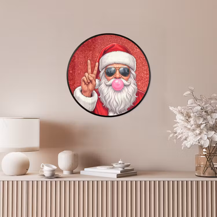 Ronde fotolijst - Kerstman - Zonnebril - Kerst — 5