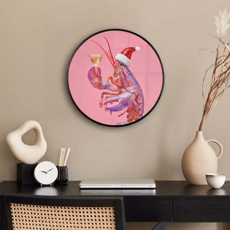Ronde fotolijst - Kreeft - Kerst - Roze — 3