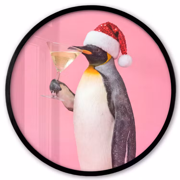 Ronde fotolijst - Pinguïn - Kerst - Feest — 1
