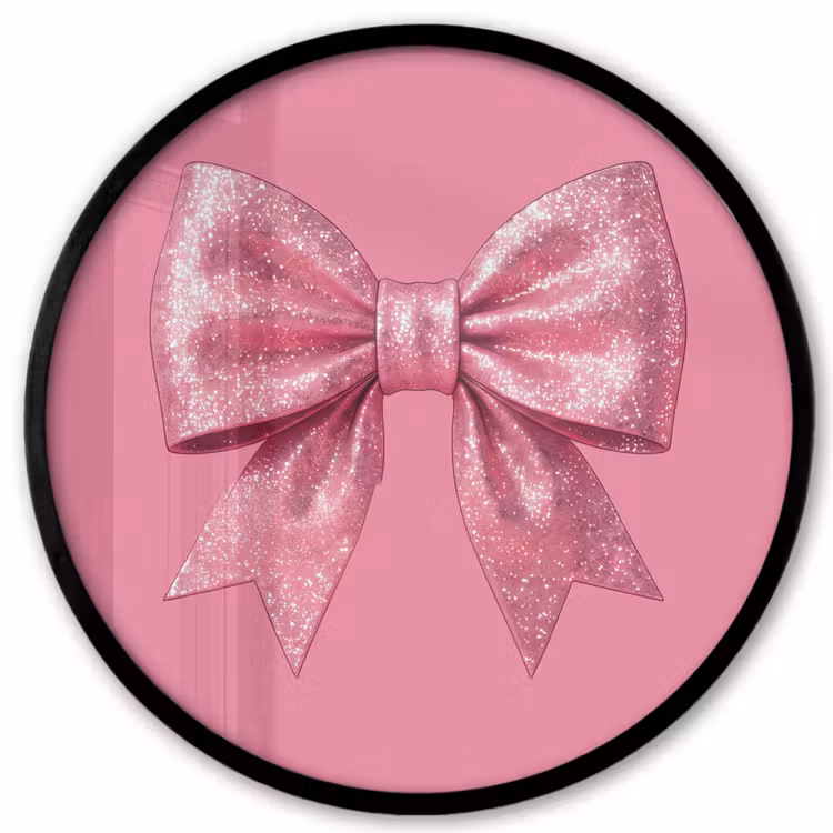 Ronde fotolijst - Roze strik - Glitter — 1