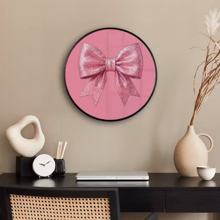 Ronde fotolijst - Roze strik - Glitter — 3