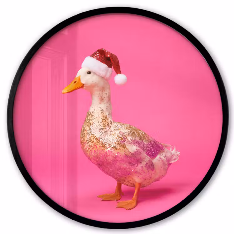 Ronde fotolijst - Vogel - Kerst - Roze — 1