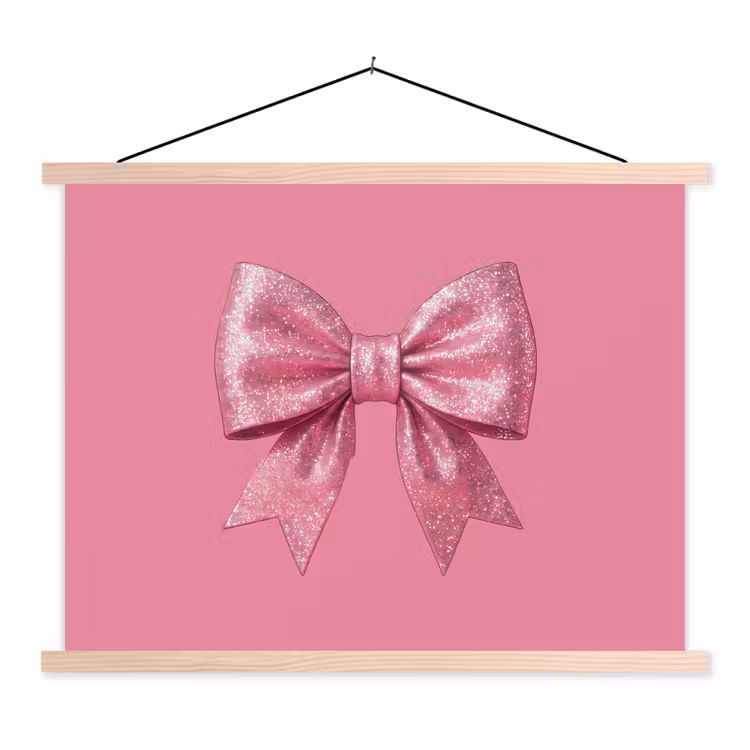 Schoolplaat - Roze strik - Glitter — 1