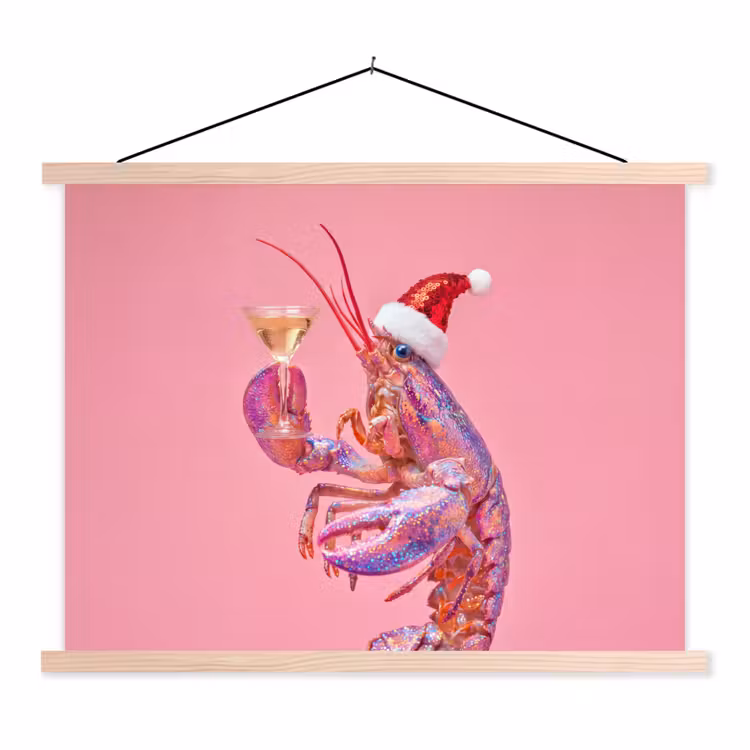 Schoolplaat - Kreeft - Kerst - Roze — 1