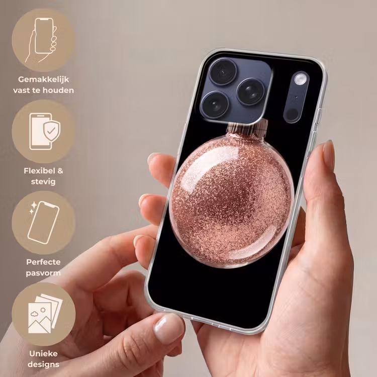 Telefoonhoesje - Kerstbal - Roségoud - Kerst — 4