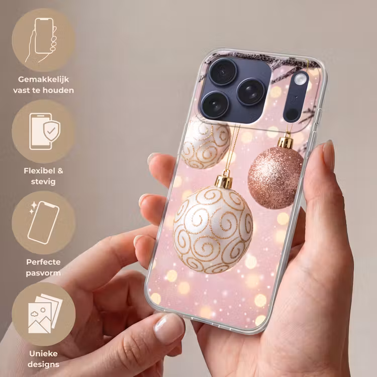 Telefoonhoesje - Kerstbal - Roze - Winter — 4