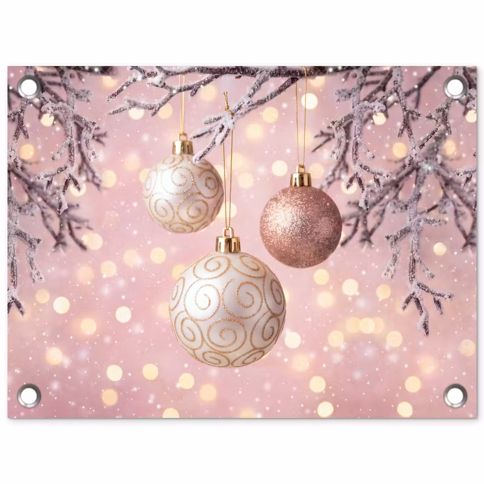 Tuinposter - Kerstbal - Roze - Winter — 1