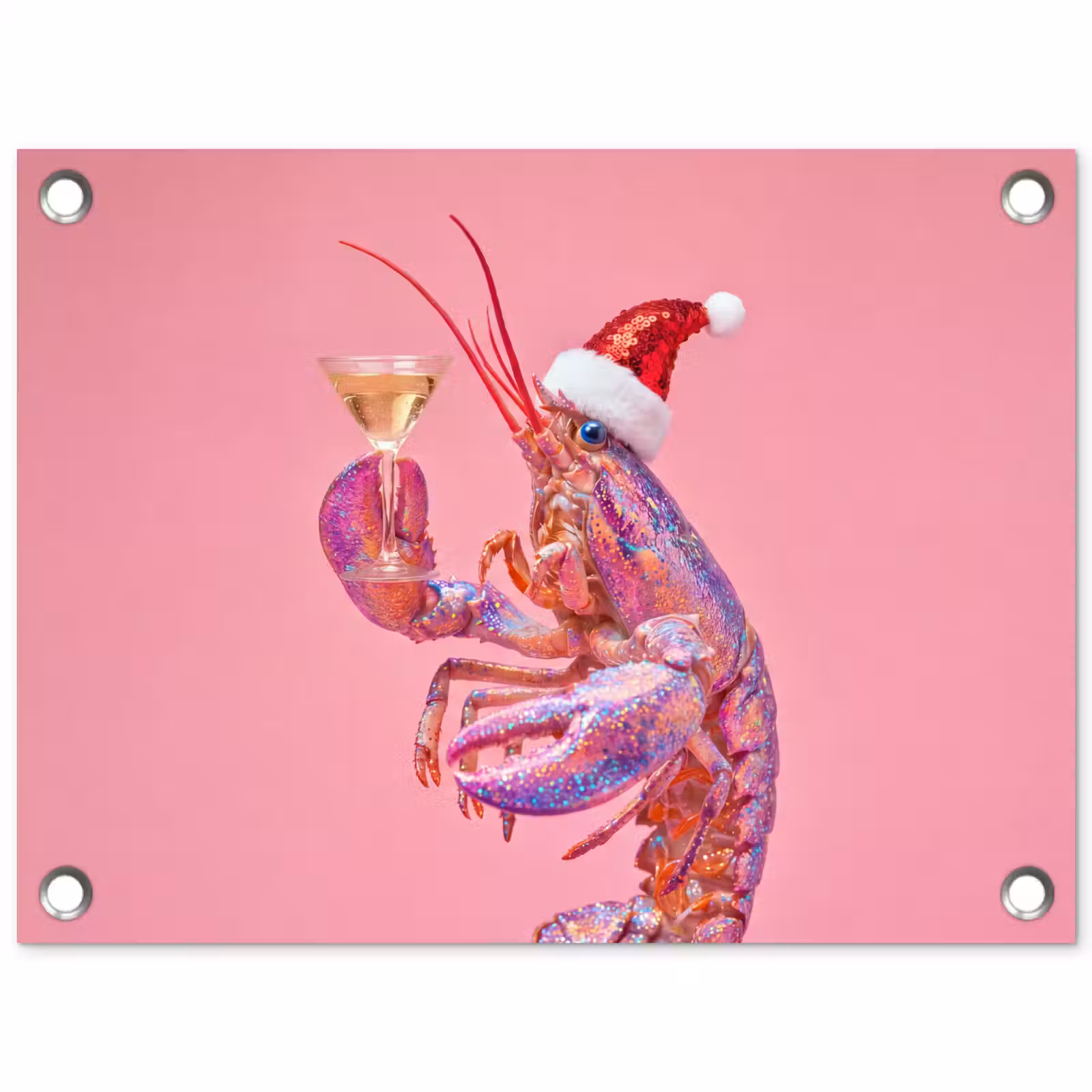 Tuinposter - Kreeft - Kerst - Roze — 1
