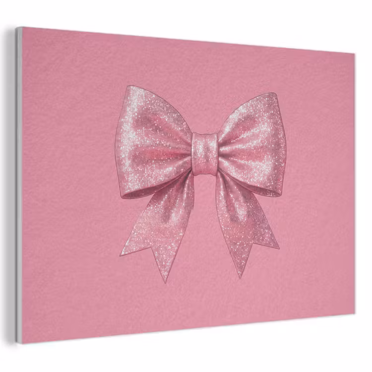 Akoestisch schilderij - Roze strik - Glitter — 1