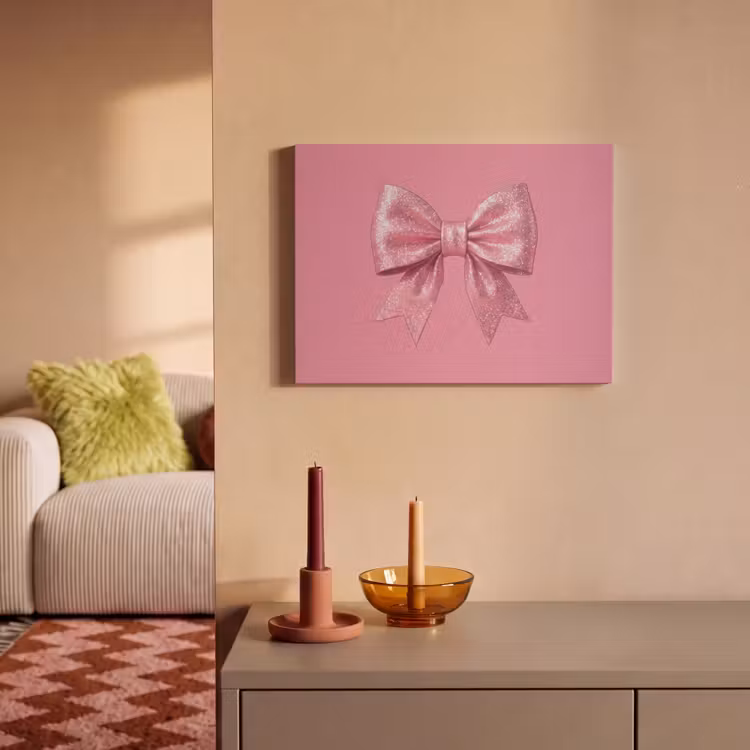 Akoestisch schilderij - Roze strik - Glitter — 2