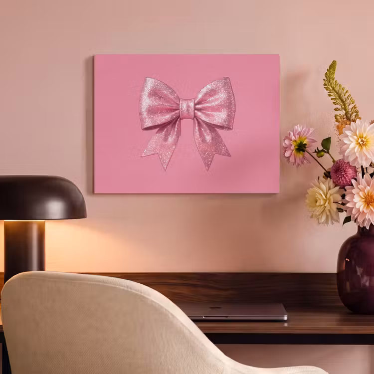 Akoestisch schilderij - Roze strik - Glitter — 4