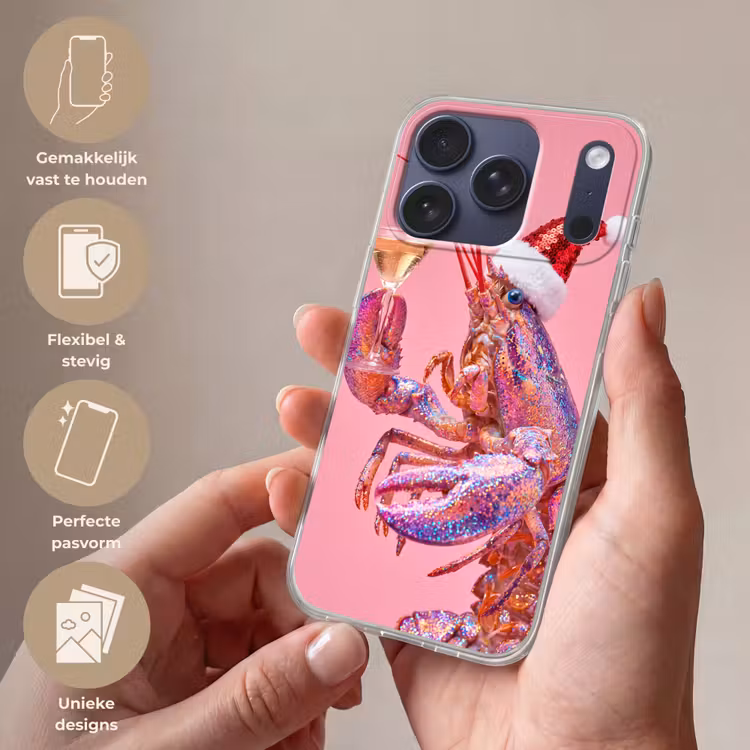 Telefoonhoesje - Kreeft - Kerst - Roze — 4