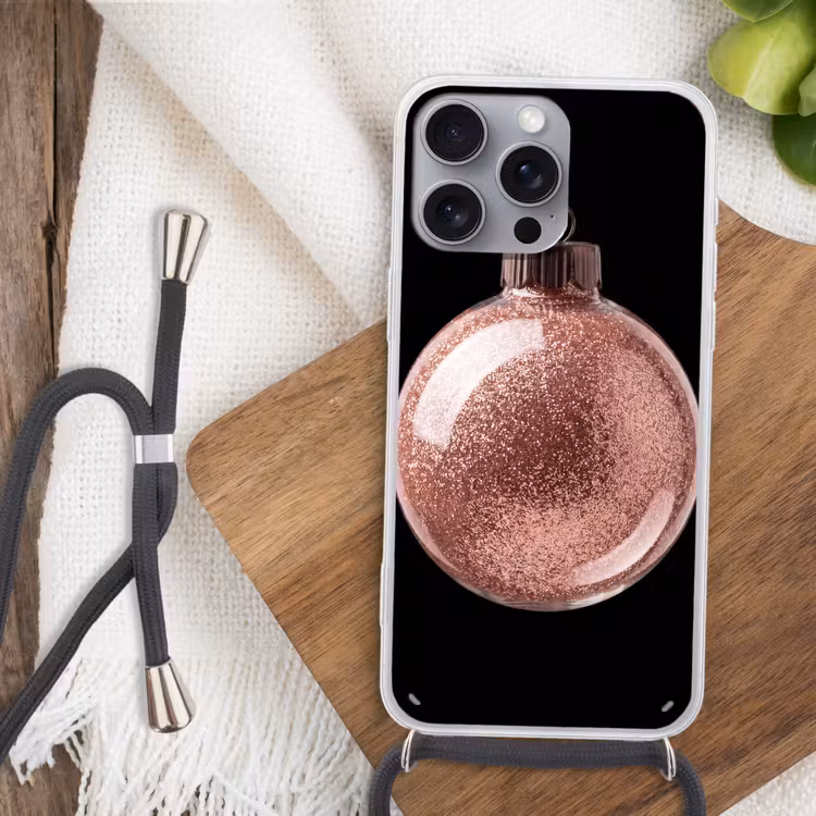 Telefoonhoesje met koord - Kerstbal - Roségoud - Kerst — 3