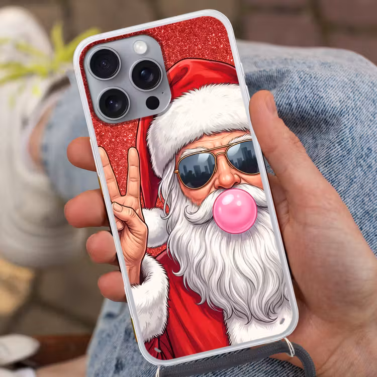 Telefoonhoesje met koord - Kerstman - Zonnebril - Kerst — 2