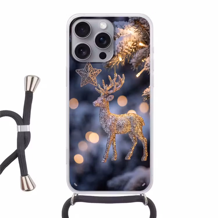 Telefoonhoesje met koord - Rendier - Kerst - Sneeuw — 1