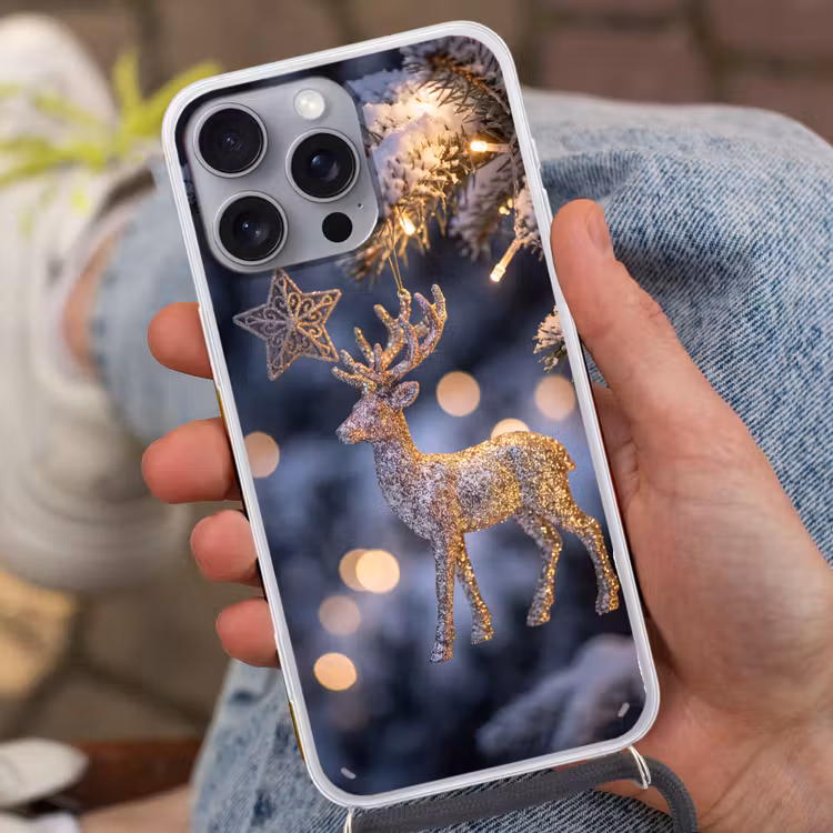 Telefoonhoesje met koord - Rendier - Kerst - Sneeuw — 2