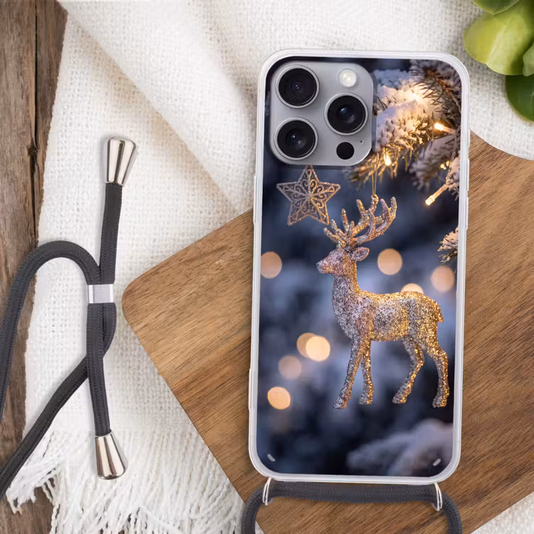 Telefoonhoesje met koord - Rendier - Kerst - Sneeuw — 3