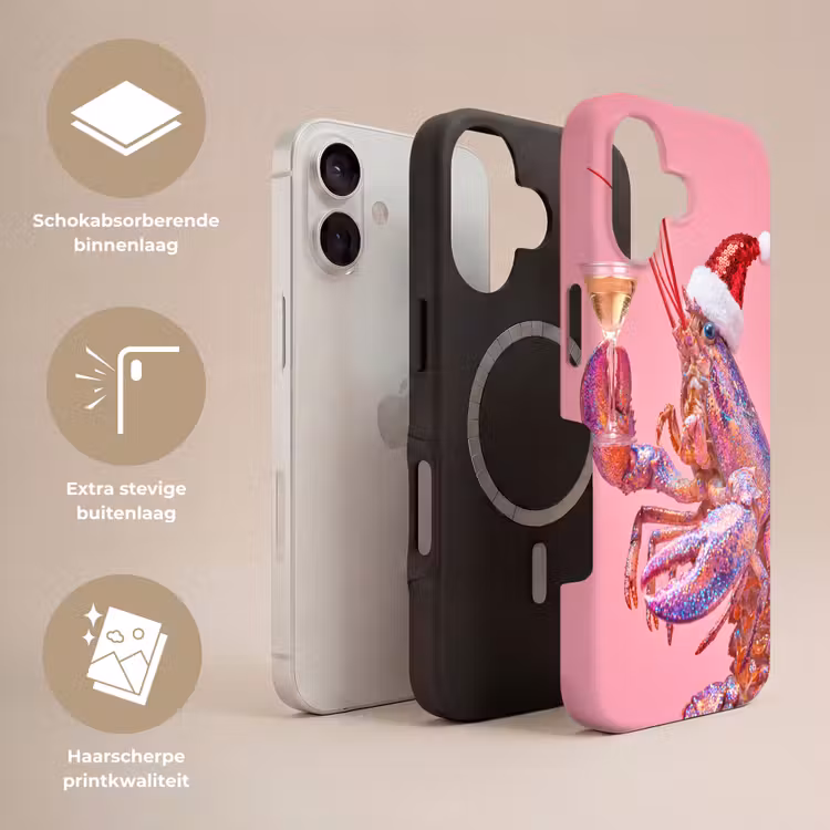 Telefoonhoesje Toughcase - Kreeft - Kerst - Roze — 3