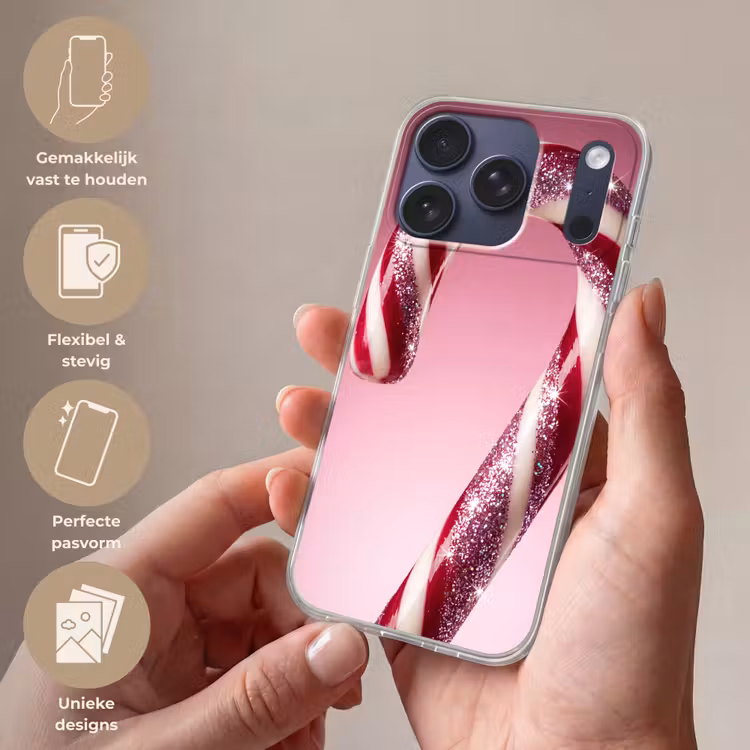Telefoonhoesje - Zuurstok - Glinsterend - Roze — 4