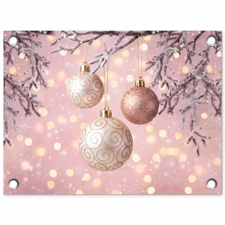 Tuinposter - Kerstbal - Roze - Winter — 1