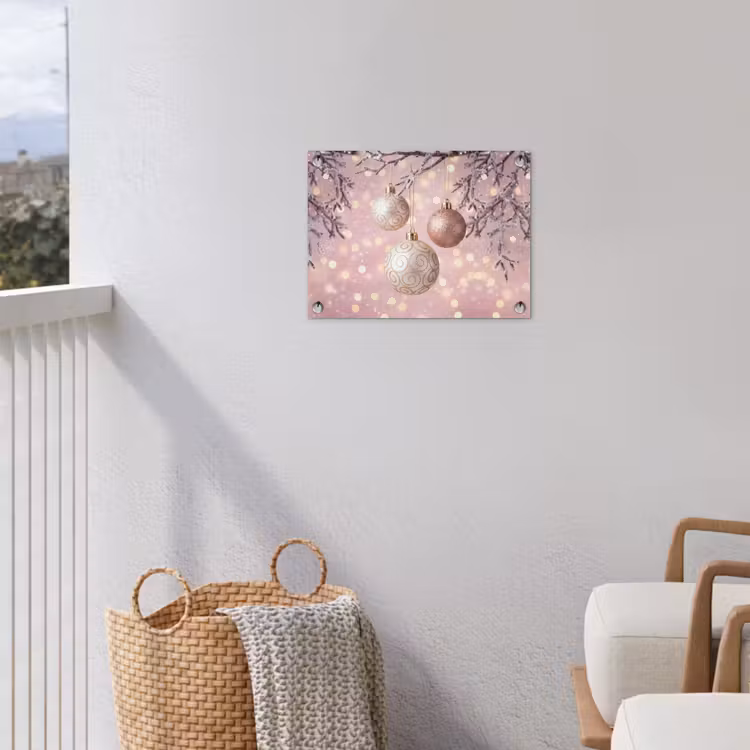 Tuinposter - Kerstbal - Roze - Winter — 3