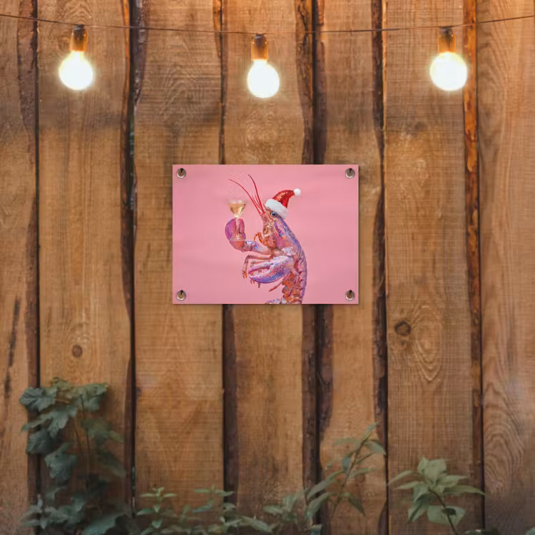 Tuinposter - Kreeft - Kerst - Roze — 2