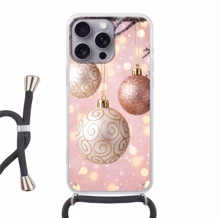 Telefoonhoesje met koord - Kerstbal - Roze - Winter — 1