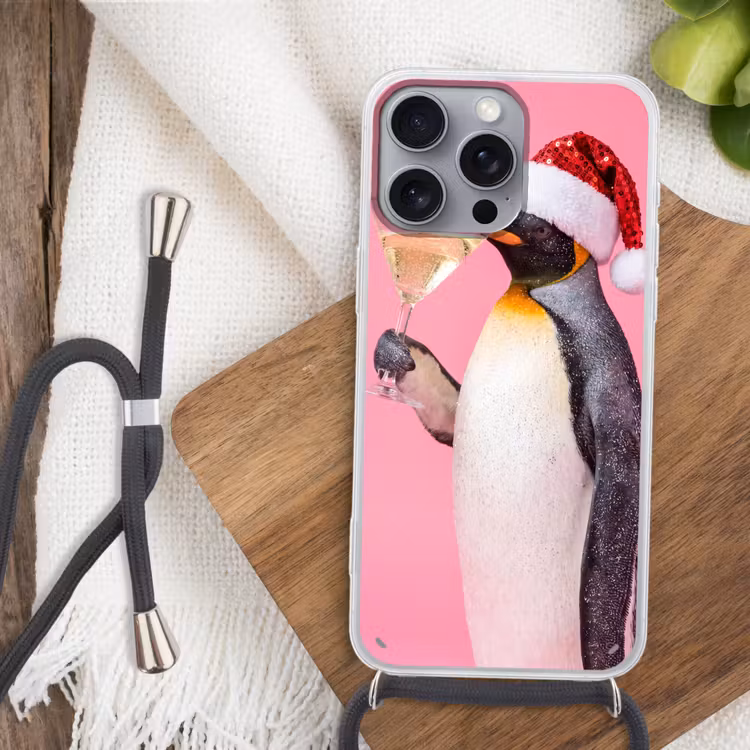 Telefoonhoesje met koord - Pinguïn - Kerst - Feest — 3