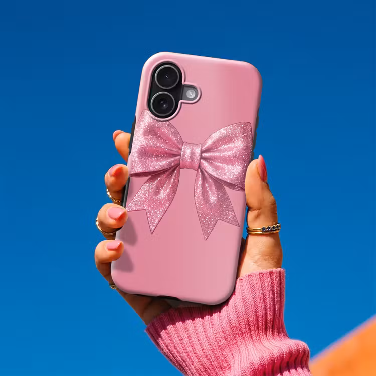Telefoonhoesje Toughcase - Roze strik - Glitter — 2