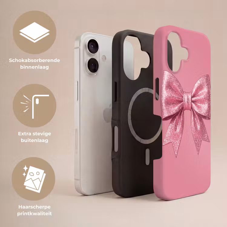 Telefoonhoesje Toughcase - Roze strik - Glitter — 3